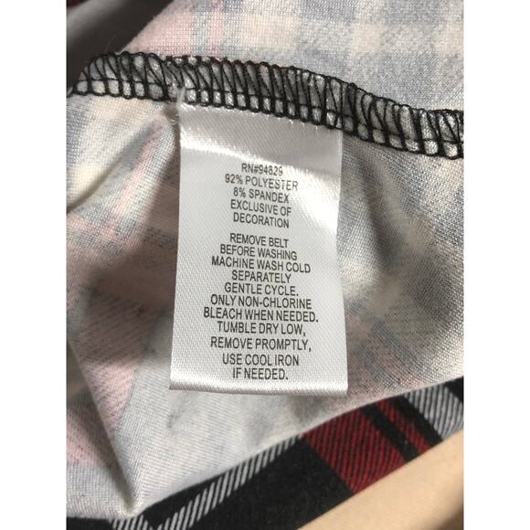 Derek Heart Shirt Dress Women Small Red Black Plaid Long Sleeve Stretch Casual - Picture 5 of 11